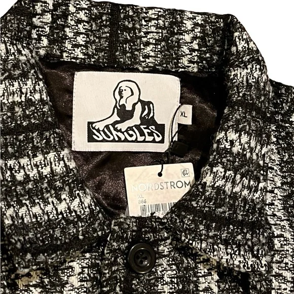 NWT JUNGLES Bouclé Black Gray Stripes Jacket Men’s Workwear Utility Chore Sz XL